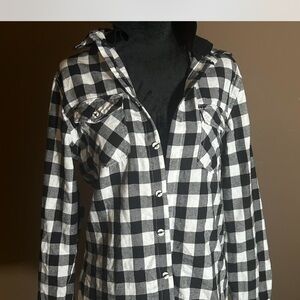 Black and White Checkered Button-Up Shirt